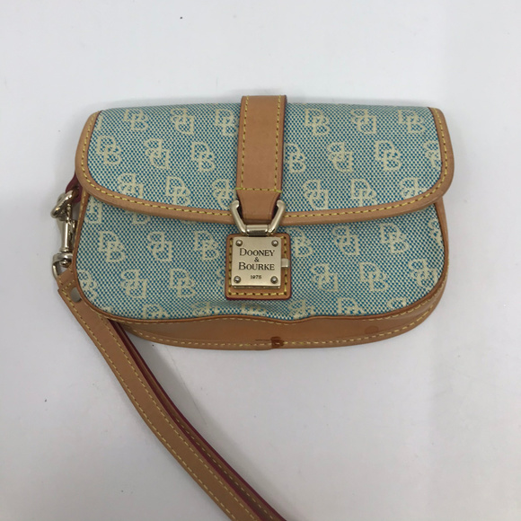 Dooney & Bourke Blue Brown Leather Wristlet - Picture 5 of 5